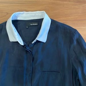 NWOT The Kooples Paris Silk Navy Shirt Women Size M